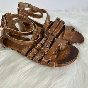 Bedstu NWT Brown Leather Strap Sandals Sz 8.5